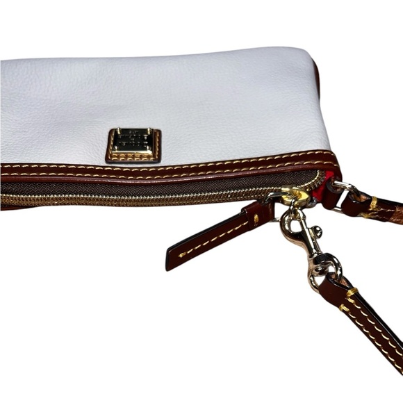 {Dooney & Bourke Cream & Brown Leather Wristlet Convertible Strap} - Picture 3 of 10